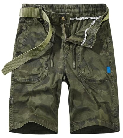 Oanviso Pantaloncini da Uomo Cargo Shorts Camuffati Pantaloncini Sportivi con Cerniera Multitasche Traspirante Bermuda Short Slim Fit Pantaloncini Cargo 1/2 Pantaloni Mimetico Estivi C 02 L