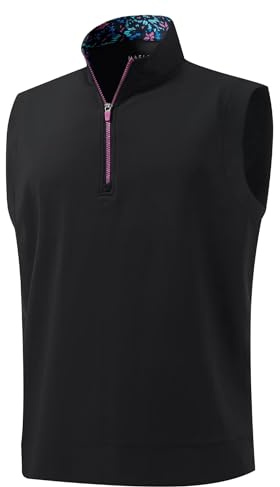 M MAELREG Men's Golf Vest Dry Fit Stretch Moisture Wicking Layer Lightweight Casual Vests Mens Pullover Quarter Zip