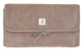 Jollein Matelas à Langer Nomade Cloudy Rib - Milky Coffee - Avec Poches et Nœud - Doux et Nettoyable - Tapis à Langer Nomade Idéal pour les Sorties - 71x50 cm