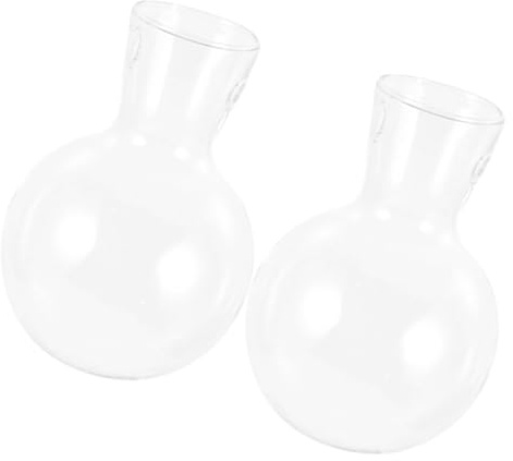 Angoily 2 pièces Vase Verre Borosilicate avec Support Bois Décoratif et Transparent pour Plantes Intérieur Pot Suspendu Hydroponique pour Maison et Bureau