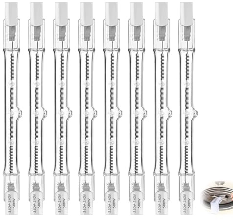 8 Pièces Ampoule Halogène R7s, 118mm 500W Projecteur Halogene Linéaire Ampoule de Sécurité Double Extrémité Blanc Chaud Ampoule Halogène Crayon pour L’éclairage De MaisonTravail Lampadaire etc