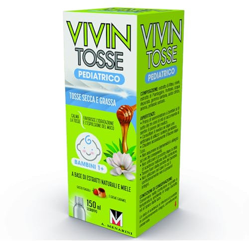 Vivin Tosse Pediatrico - Sciroppo Per Tosse Secca E Grassa A Base Di Estratti Vegetali E Miele, Promuove lidratazione del muco e protegge la mucosa faringea. 150 ml