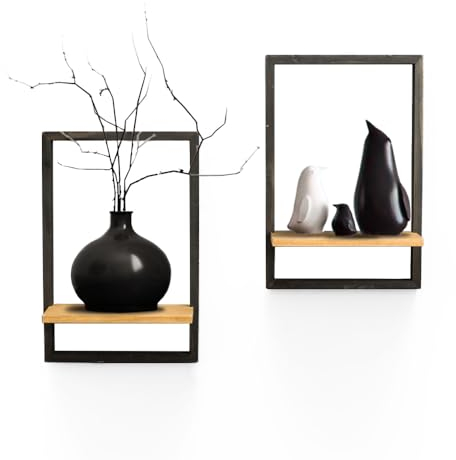AHDECOR Hängende Wandregal schwimmendes Fachregal aus massivem Holz, Cube Regal Dekoration und Aufbewahrung für Haus Büro Cafehaus,Bücher,Fotorahmen,Toppflanzen, 2er Set,25/10/ 38 cm