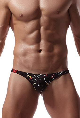Newsywell Homme Micro G Sting Coton Japonais Bulge T Back Tanga Bikinis Low Rise Briefs Élastique Slip Underwear Noir Grand