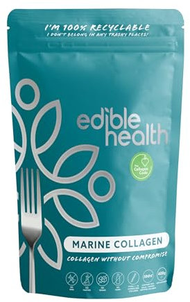 Edible Health Collagene Marino Idrolizzato in Polvere – Peptidi Bioattivi, Senza Carboidrati, Per Pelle, Capelli, Ossa, Articolazioni, 400g, 30 Giorni