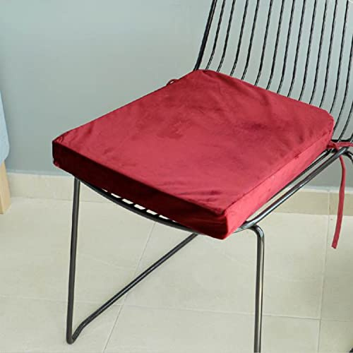 GREATOYAR Cojin para Silla y Asiento, Cojín Decorativo con Correas de Sujeción, Cojin Cuadrado, Decoración de Jardín Casa Terraza, Fabricado en España, 38 x 38 x 5 cm, 6 Unidades, Terciopelo, Rojo