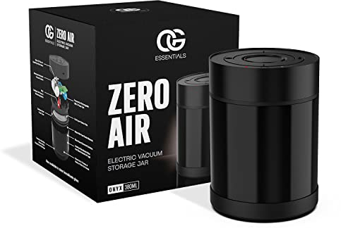Zero Air – 1 oz luftdicht, geruchsdicht, UV-blockierendes Glas, elektrisches Vakuum-Vorratsglas (380 ml Onyx)