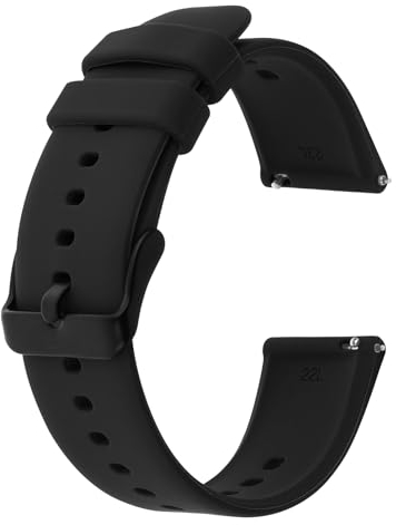 Giantree Cinturino di ricambio in silicone, a sgancio rapido, impermeabile, in gomma morbida, con fibbia in acciaio inox placcato argento, compatibile con smart watch sportivo per uomini e donne, 20mm