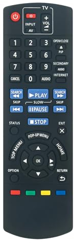 AULCMEET N2QAYB000956 Télécommande Rechange pour Panasonic Blu-Ray Player DMP-BD813 DMP-BDT160 DMP-BDT161 DMP-BDT260EG DMP-BD81EG DMP-BDT260 DMP-BD813EG-K DMP-BD81EG-K DMP-BDT160EB DMP-BD81EG-S
