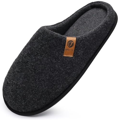 ONCAI Chaussons Homme Pantoufles à Hiver Chaussures Chaudes pour La Maison en Mousse à Mémoire de Forme, Laine en Peluche Doublée Avec Semelle en Caoutchouc Antidérapante Taille 40-49 EU