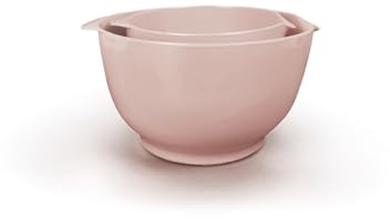 Qdesign - Lot de 2 Bols à Mélanger 18 + 24 cm Mélamine - Saladiers Matériau Neutre et Sain - Récipients de Cuisine Empilables - Base Antidérapante - Vieux Rose