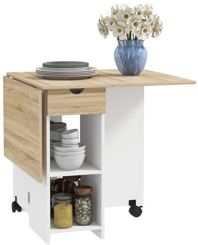 HOMCOM Table à Manger Pliante pour 2 à 4 Personnes Chêne