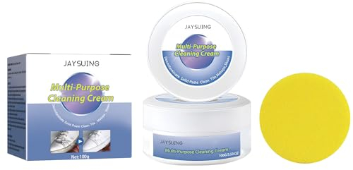 Kinwodon White Shoe Cleaner Weisse Schuhe Reinigungscreme Multifunktionale Shoe Cleaning Paste Professional Sneaker Cleaner White Shoe Cleaning Cream für Weiße Schuhe mit Schwamm (100g)