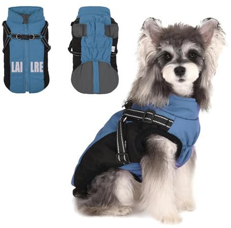 Wunive Dog Harness Jacket - Winter Coat Waterproof with Harness for Small, Medium, Large Dogs