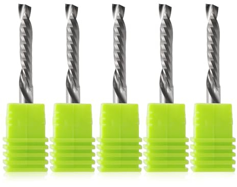 Trvoxviq 5PCS Carbide Compression Router Bit Up & Down Single Flute End Mills 4mm Shank with 4mm Cuting Diameter,22 mm Cutting Length for CNC Mill Machine Woodworking