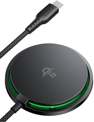 INIU Magnetic Wireless Charger, Qi2 Certified 15W Fast Mag-Safe Wireless Charging Pad with Cooling Fan & LED Light, for iPhone 17 16 15 14 13 12 Series, AirPods, and More (Adapter Not Included)