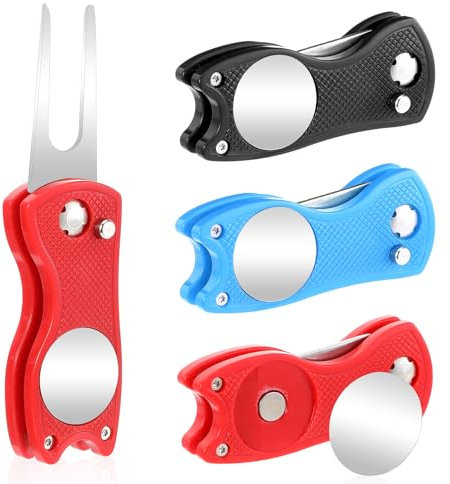 3 Stück Golf Divot Reparatur Werkzeug, Zusammenklappbare Pitchgabel Golf Edelstahl Pitchgabel Golf Kappbar Golf Reparatur Pitchgabel Tragbar für Golf Clubs Outdoor Sport,Golf Reparatur Zubehör