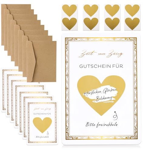 8 pcs Gutscheine zum selber ausfüllen, Zeit statt Zeug Gutschein zum selber ausfüllen, DIY Rubbelkarten mit Umschlägen Set, Personalisierte Geschenke als besondere Geschenkidee für Geburtstag Hochzeit