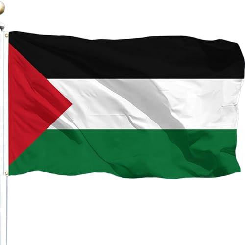 FLAG PALESTINA 3x5ft bandiera palestinese a doppia stampa con bandiere da giardino resistenti al poliestere spesse in poliestere per eventi patriottici, sfilate, eventi sportivi, bandiere di campagna