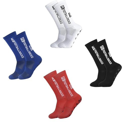Duoleimi 4 pares de calcetines FS para niños, calcetines de fútbol para niños 35-38, FS para fútbol, baloncesto, running y rugby