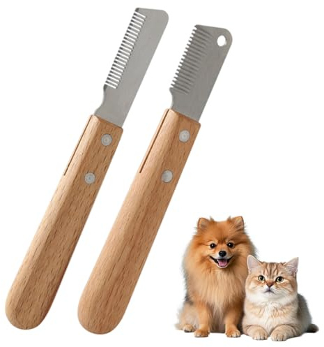 YAYNO Set de Toilettage pour Chien et Chat Couteau de Trimmer Chien peigne à raser pour animaux de compagnie Outils de Toilettage Fournitures,pour Chats Chiens Émoussés Teckel à Poil Dur