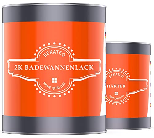 BEKATEQ Fliesenlack Badewannenlack 2,5kg Rot - 2K PU Wandfliesen Bodenfliesen Lack, Badewannenbeschichtung, Badewannenfarbe - für Acryl, Emaille, GFK, Waschbecken, Duschtasse, Duschwanne LS-410