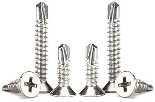 ANSIEDIO Tornillos Autotaladrantes de Cabeza Avellanada de Acero Inoxidable Tornillos Autorroscantes Autoperforantes Phillips de Cabeza Plana, M5.5×19mm,20 pcs