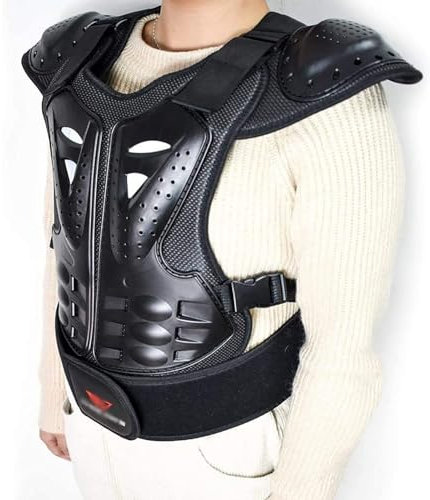 Protección del Pecho Chicos Chaleco de Moto para Niños Peto Racing Guard con Protectores de Espalda para Motocross Patinaje Patín Esquí Snowboard Black,S