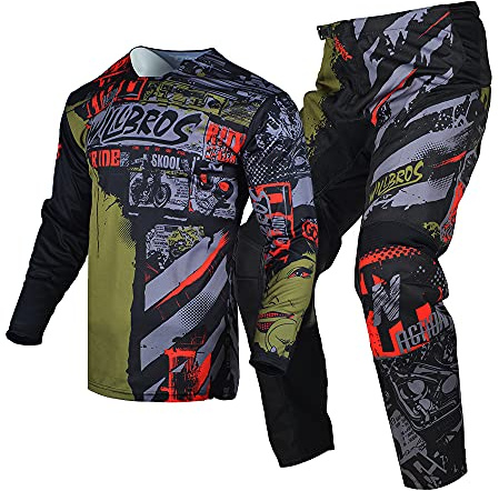 Willbros Youth Jeunesse Motocross Gear Set MX Ensemble Pantalon en Jersey pour les Enfants Enfants Combinaison de Course Off-road Moto Garçons Filles Brown YXL