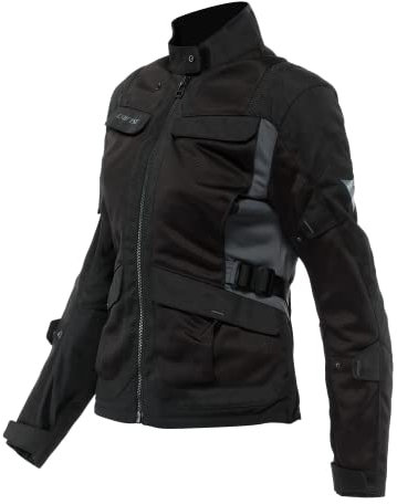 Dainese - Desert Lady Tex Jacket, Chaqueta de Moto de Verano, Tejido Técnico Ligero, Protectores de Hombros y Codos, Chaqueta de Moto para Mujer, Negro/Negro/Ébano, 40