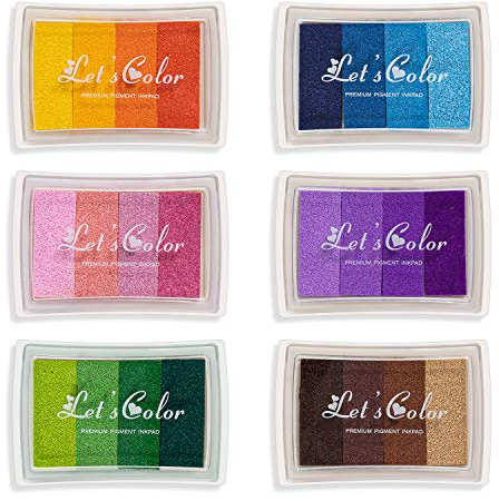 Ancwzoz Stempelkissen zum Basteln für Kinder 24 Farben, 6 Stück