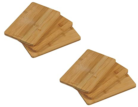KESPER Tabla de cortar para desayuno, paquete de 6, madera de bambú, tabla de cortar de madera para uso diario, ideal para servir alimentos