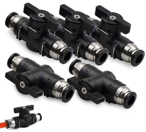 Connecteur Pneumatique, Vannes à Bille Pneumatiques 5 Pièces 10mm, Raccords de Vannes de Contrôle, Connecteur Pneumatique, pour les Circuits d'Air et les Outils Pneumatiques