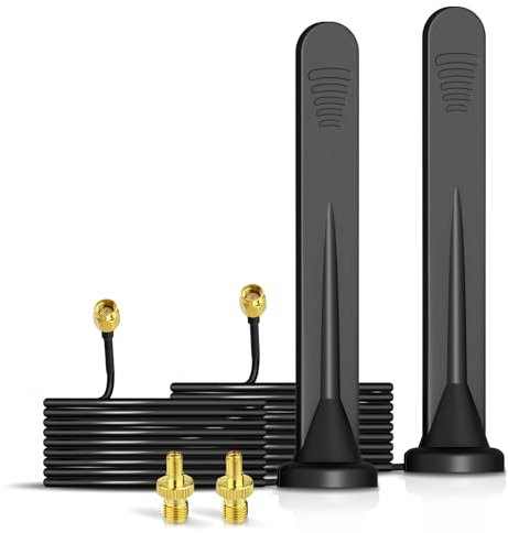 Bingfu Antena Externa 5G/LTE/4G de SMA TS9 5dBi Omnidireccional con Base Magnética y Cable de 3 Metros para Router, Módem, Hotspot, Sistemas de Vigilancia, Dispositivos IoT y Hogar Inteligente