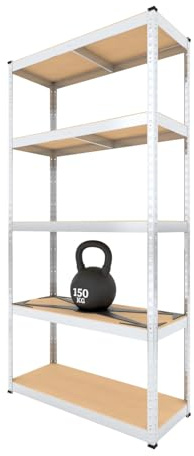 BAUSOKOL Metallregal 200x100x40 cm Verzinkt – 5 MDF Böden – Tragkraft 875kg – Lagerregal, Werkstattregal, Kellerregal, Schwerlastregal