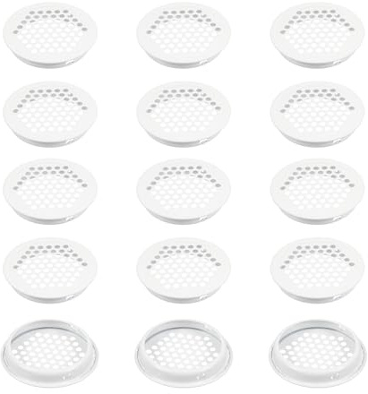 PATIKIL 65mm Grilles D'Aération Circulaires, 15 Pcs Grilles De Soffite Plates À Trous Rondes En Maille En Acier Inoxydable À Double Panneau Pour Armoires À Chaussures, Blanc