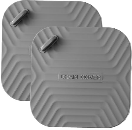 Ziyonix 2 Pezzi Tappi Doccia in Silicone, 15 x 15 cm Tappo di Scarico Quadrato per Lavello da Cucina, Copertura per Scarico in Silicone per Lavandini Bagni Cucine e Docce