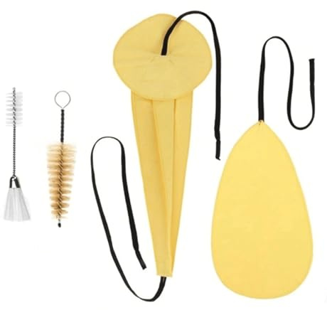 4 in 1 Saxophone Cleaning Kit with Cleaning Cloth, Sax Neck Swab, Mouthpiece Brush & Dusting Brush for Alto Saxophone, Flute and Woodwind Instruments