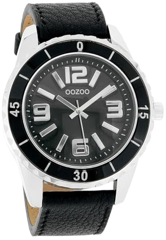 Oozoo Unisex Armbanduhr Vintage Series Analog Leder schwarz UOC4274A Analoguhr