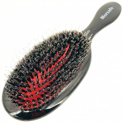 Boar Bristle Paddle Detangling Hair Brush for Curly Fine Wavy Natural Tangled Hair, Anti-frizz Styling Hairbrush Comb for Women and Men, Boar Nylon Bristle Cushioned Brush