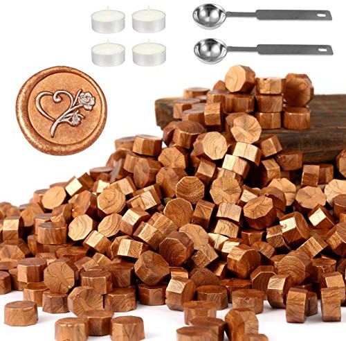Yoption 360 Pcs Metallic Copper Sealing Wax Beads Set for Wax Seal Stamp with Candles and Melting Spoon