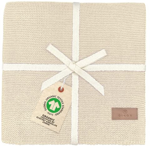 DIKOS® Coperta per neonati in 100% cotone biologico GOTS, colore giallo senape, coperta estiva per neonati, per neonati, per passeggino, idea regalo per la nascita (beige naturale)