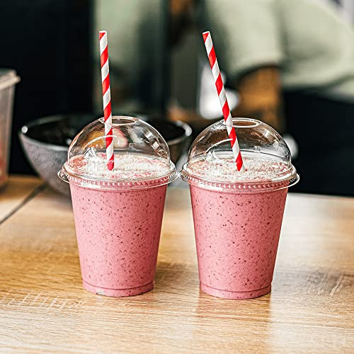 HOT BARGAINS Disposable Smoothie Cups with Dome Lids, Crystal Clear PET, 12oz/360ml, Pack of 200