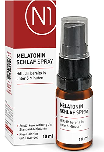 N1 Melatonin Schlaf Spray - Studie belegt: hilft dir 3x schneller als Standard Melatonin - 71 Tage Vorrat - Melatonin Einschlafspray mit Baldrian & Lavendel, 10 ml VirX