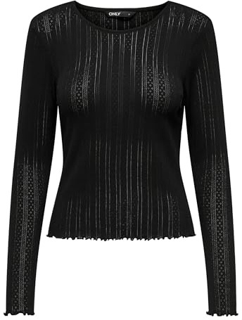 ONLY Onlcarlotta L/S Top Noos Jrs Maglietta a maniche lunghe, Donna, Nero, S
