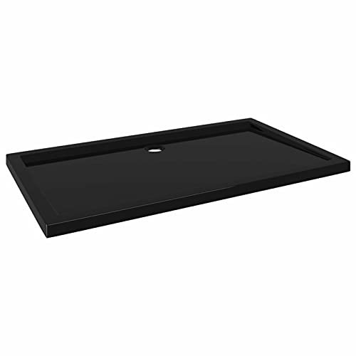 Tidyard Rektangulär ABS-duschbasbricka, duschbricka, avfallsfälla för badrum, duschhölje, våtrum, rektangel, smal duschkabin, bas, svart, 70 x 120 cm