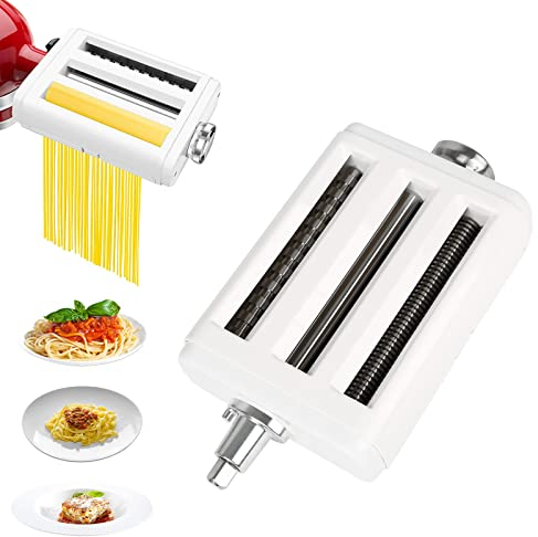 Nudelmaschine Kitchenaid,Neu entworfene 3-in-1 Nudelmaschine mit 8 einstellbaren Dickenstufen,Nudelwalze,Spaghettischneider,Fettuccine