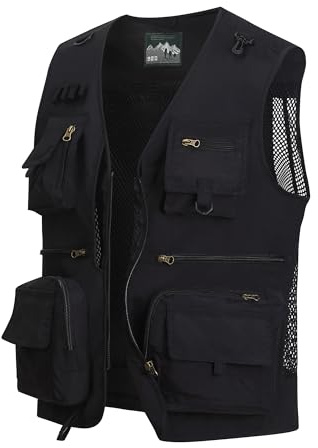 MeiLayM Homme Gilet de pêche Veste Plein air Gilet Été Multi-Poche Gilet Séchage Rapide Gilet de Sport Veste Loisirs Respirant Sans Gilet Manches Camping Chasse Photographie Veste