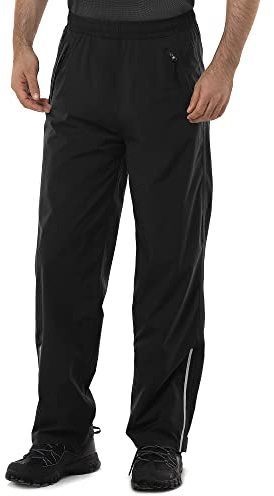 33,000ft Men's Waterproof Trousers Lightweight Breathable Rain Overtrousers with 3 Zip Pockets, Outdoor Windproof Rain Pants for Golf Hiking Fishing Cycling Black 32W x 30L