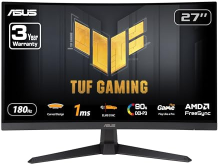 ASUS TUF Gaming VG27VQ3B 27 Inch 1080p 180Hz HDR Curved Gaming Monitor